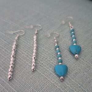 2 Sets Of Earrings, Silver Hematite,Natural Turqouise